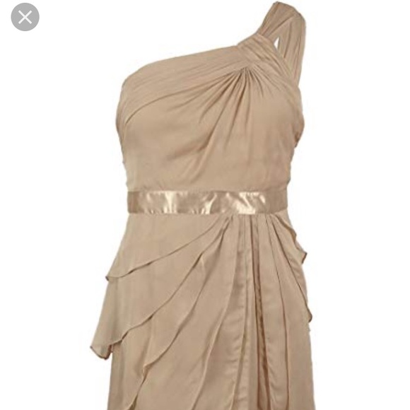 4/$25 NEW Adrianna Papell Beige Shoulder Dress - Picture 4 of 7